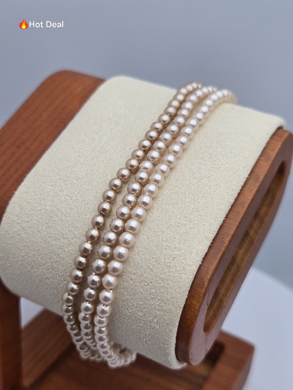 Vendome Signed Multi-Strand Faux Pearl Bracelet Gold Tone 7.5"